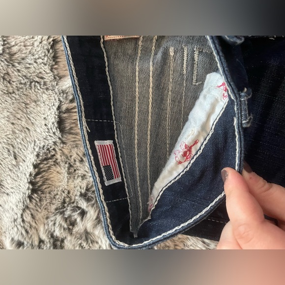 TRUE RELIGION WOMENS WORLD TOUR BECKY BOOTLEG JEANS W/ CRYSTAL BUTTONS SIZE 27 - Picture 13 of 16
